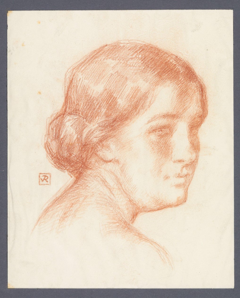 Portrett av en ukjent kvinne av Theo Van Rysselberghe (signed by artist)