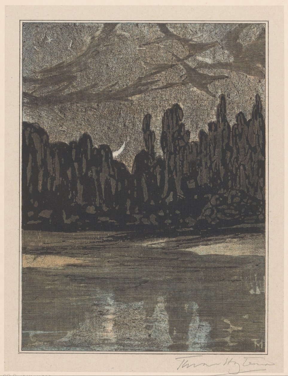 Nattelandskap med trekkfugler av Theo van Hoytema (signed by artist)