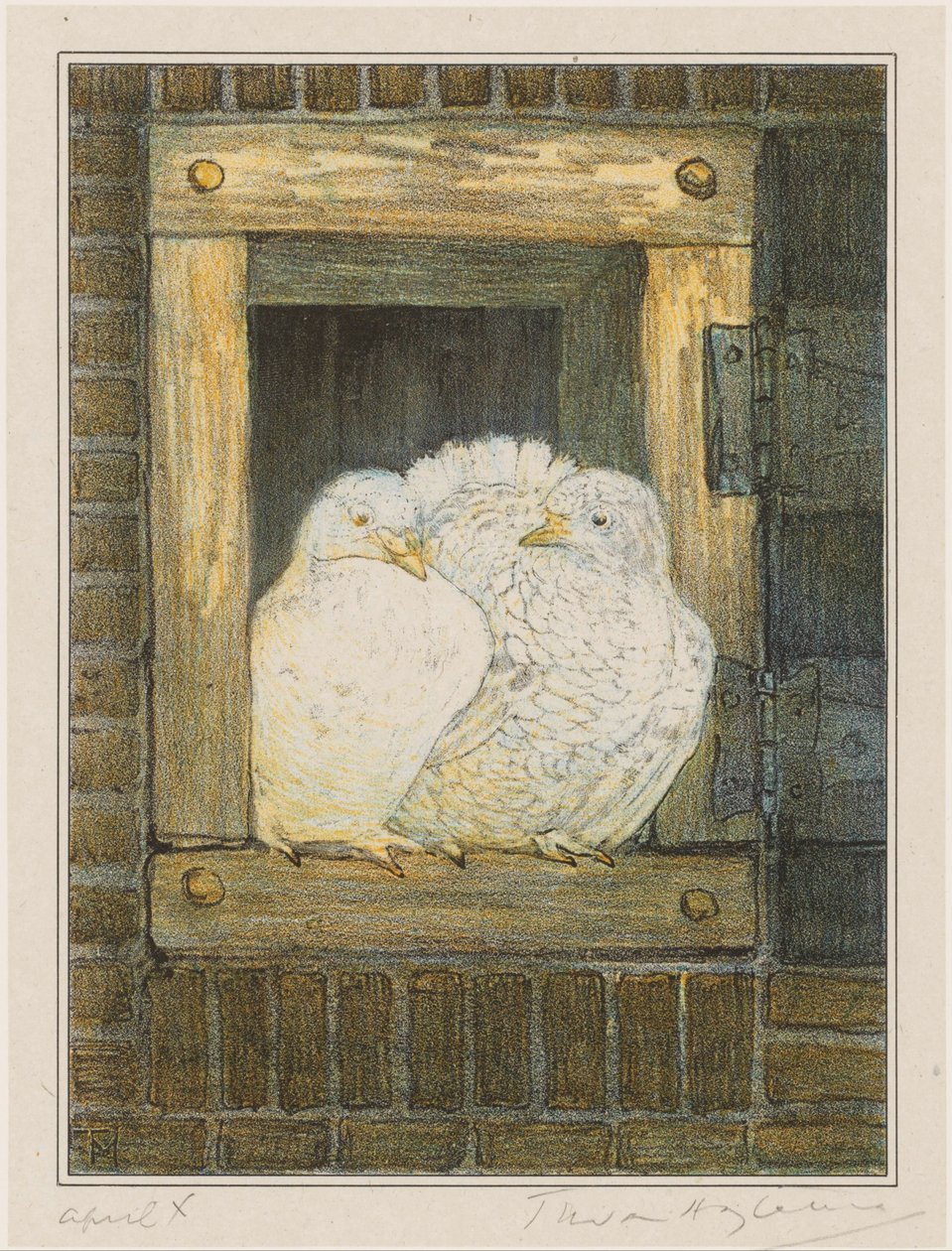 Hvite duer i vinduet av Theo van Hoytema (signed by artist)