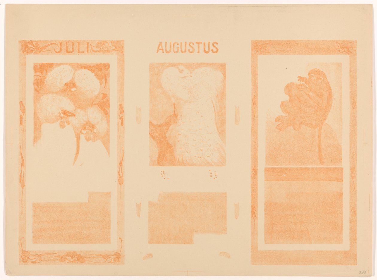 Kalendere for juli, august og november 1910 av Theo van Hoytema