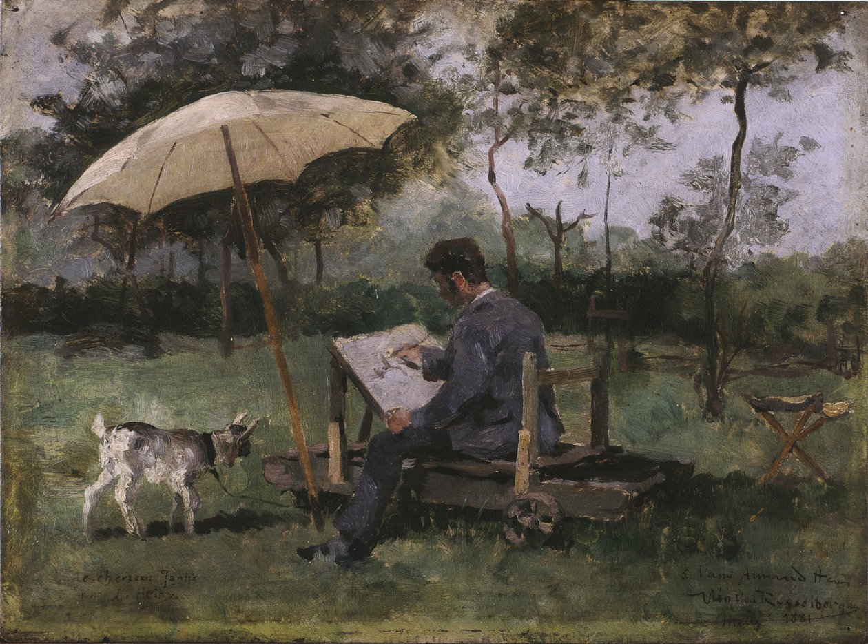 Armand Heins maleri (olje på panel) av Théo van Rysselberghe