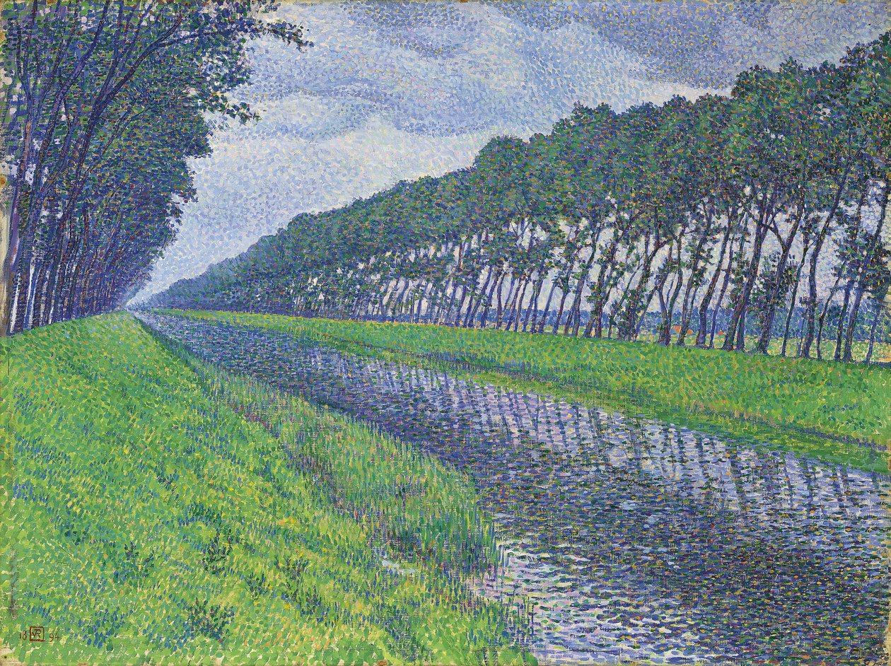 Kanal i Flandern; Kanalen i Flandern i trist vær, 1894 av Théo van Rysselberghe