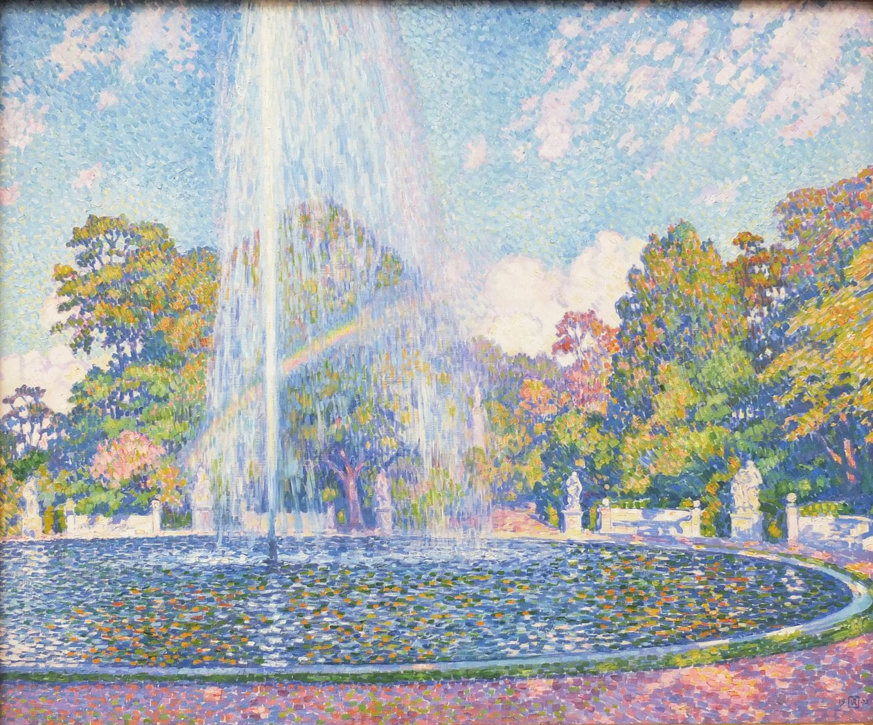 Fontene i parken ved Sanssouci-slottet nær Potsdam av Théo van Rysselberghe