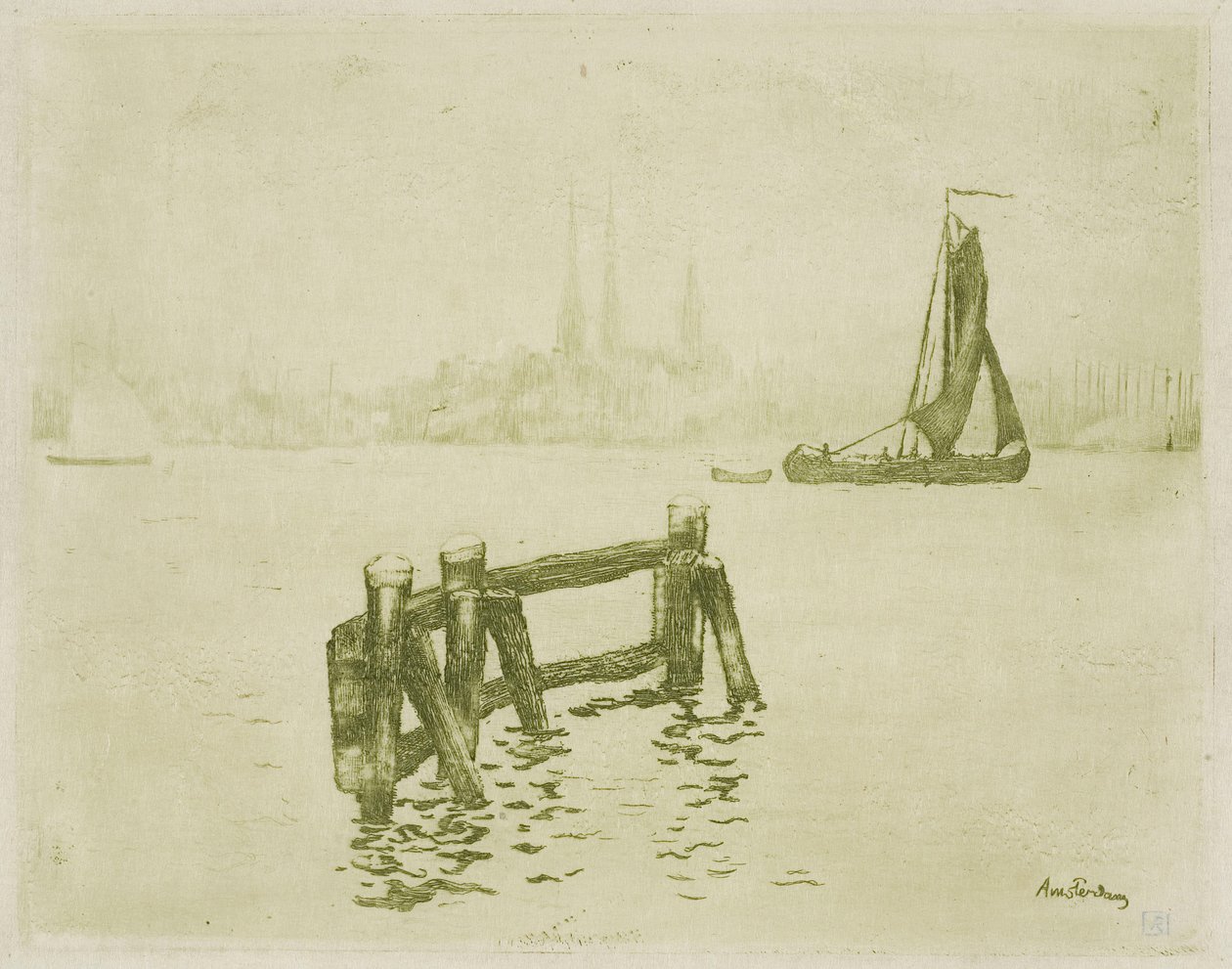 Utsikt over Amsterdam av Théo van Rysselberghe