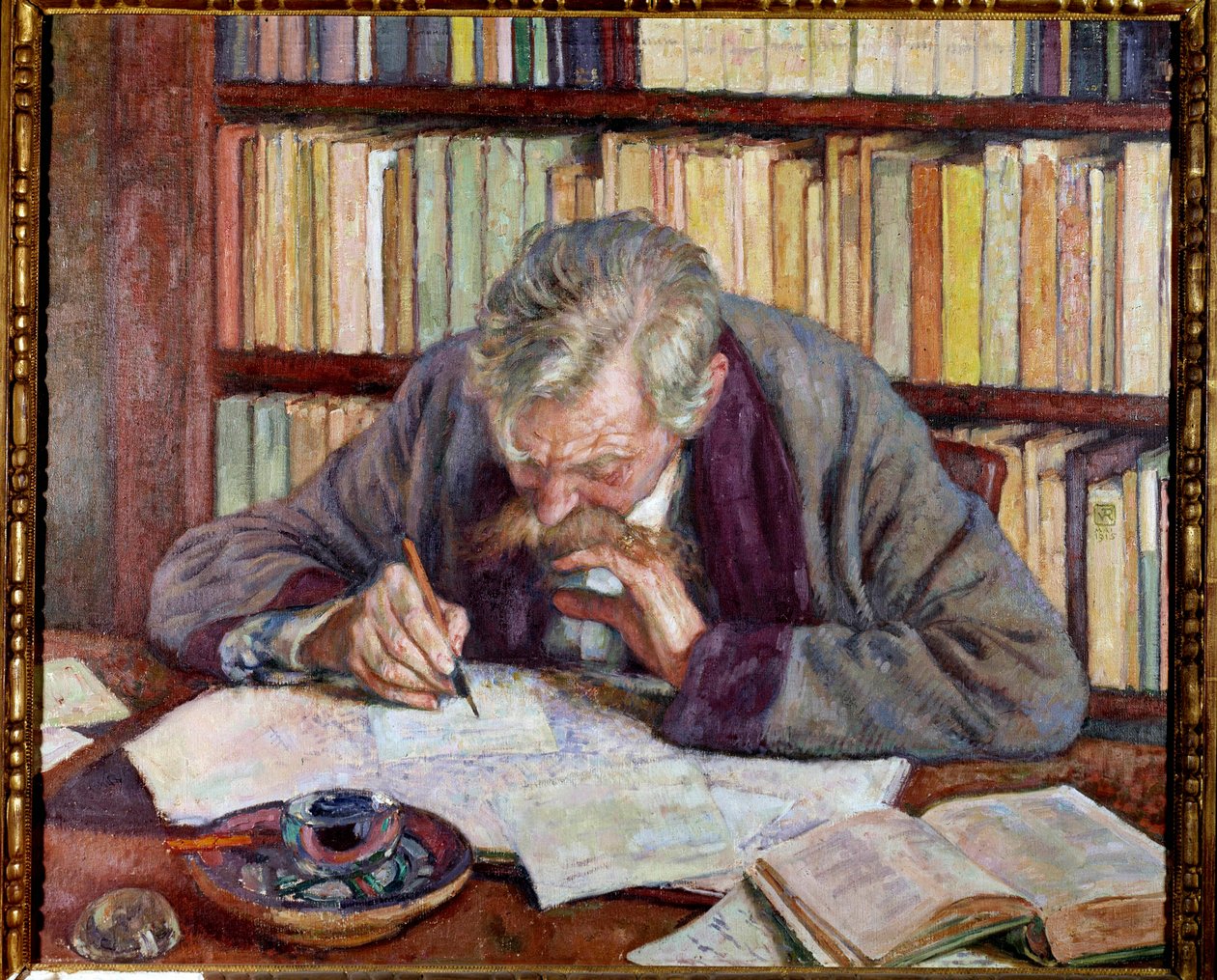 Portrett av den belgiske poeten Emile Verhaeren (1885-1916) på kontoret hans Maleri av Theodore Van Rysselberghe (1862-1926) Paris fra det 20. århundre. Kommunalt museum for moderne kunst av Théo van Rysselberghe