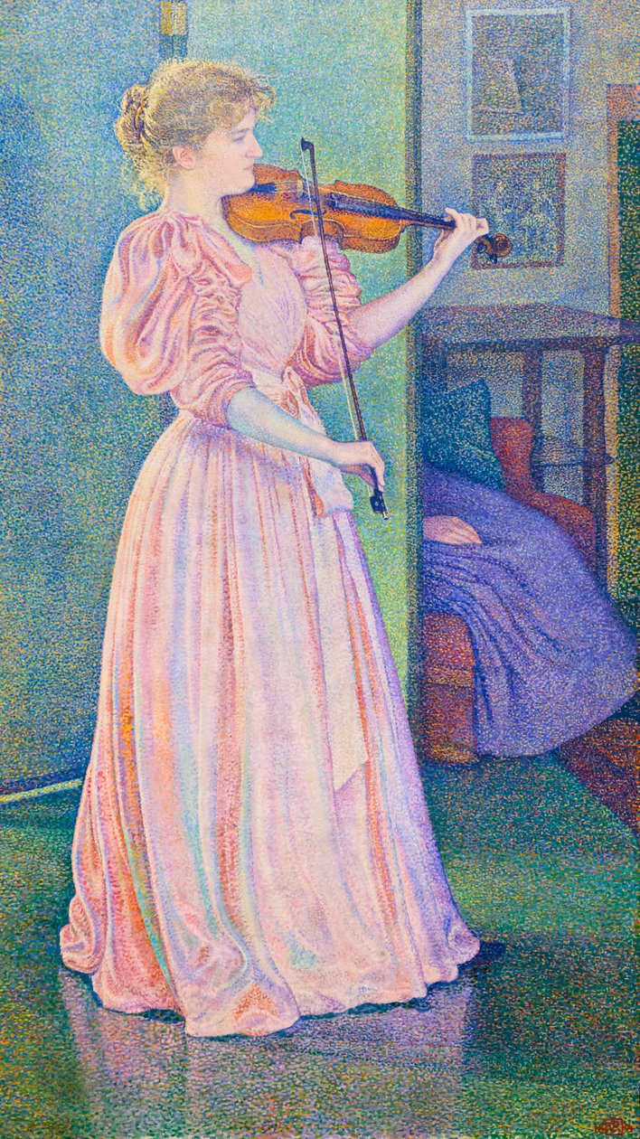 Portrett av fiolinisten Irma Sethe av Théo van Rysselberghe
