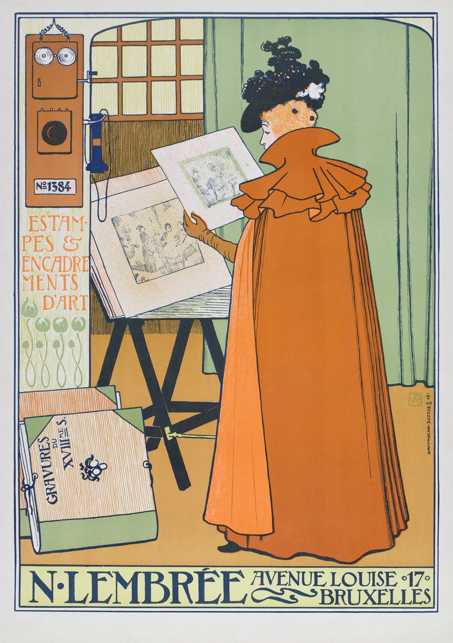 Kunstbutikk for plakatreklame, Brussel av Théo van Rysselberghe