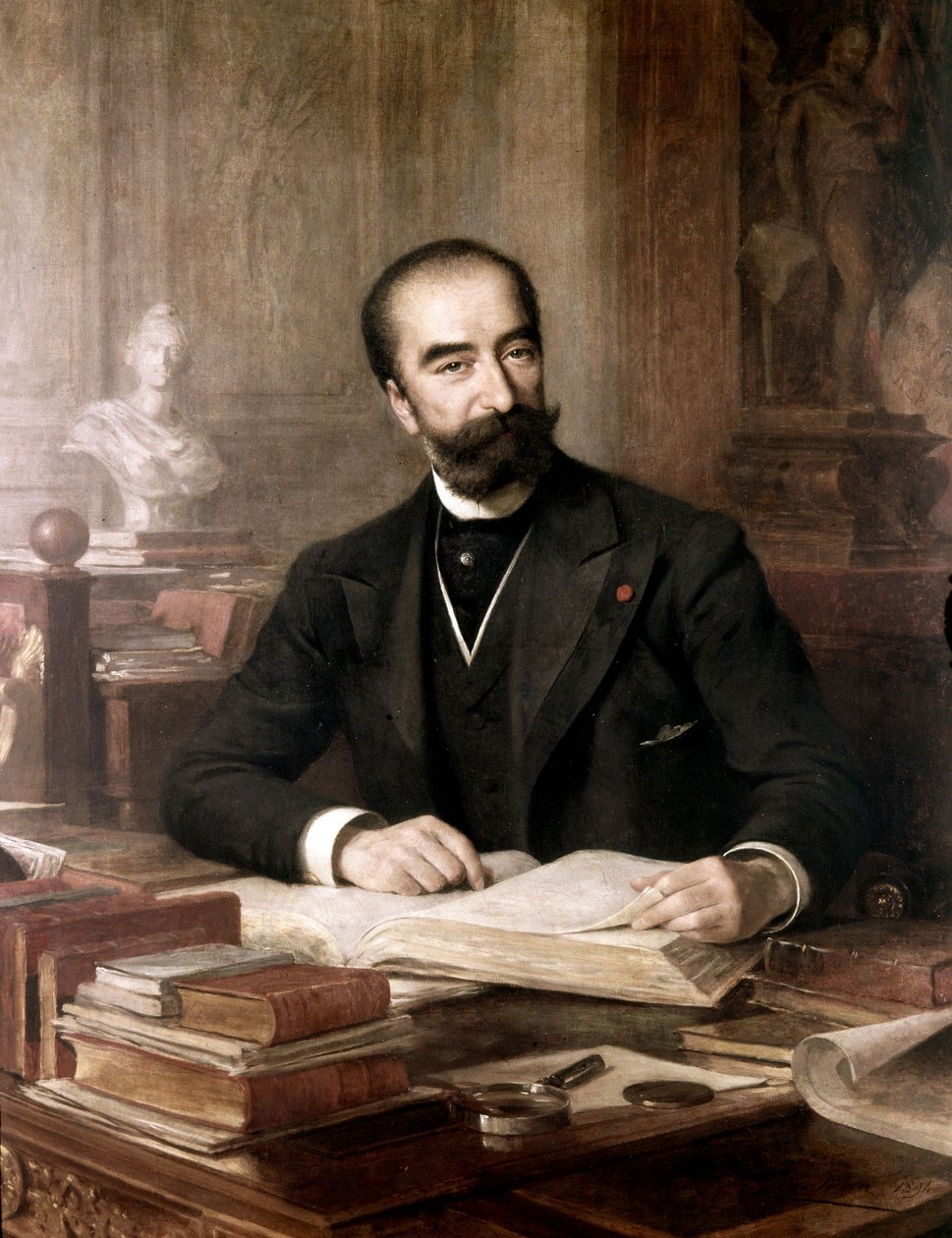 Marie Francois Sadi Carnot ved skrivebordet sitt olje på lerret av Theobald Chartran