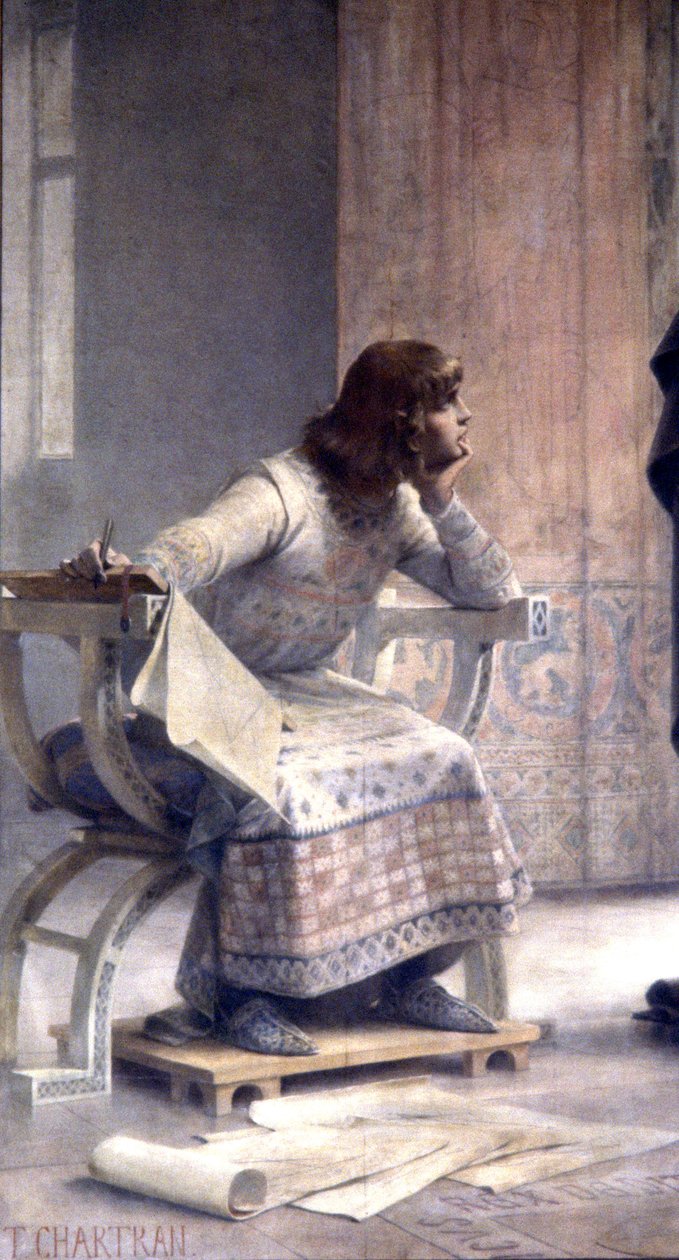 Utdanning av Saint Louis, ca. 1885 (fresko) av Theobald Chartran