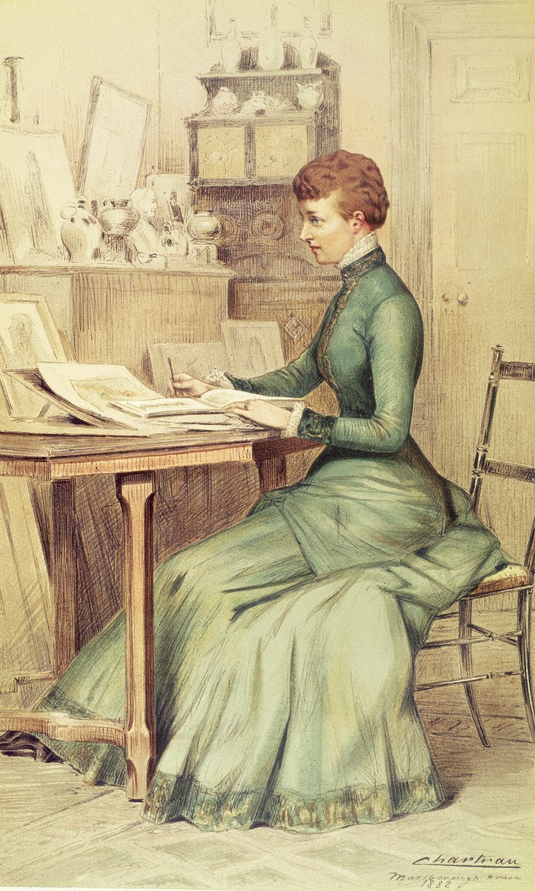 HKH Prinsessen av Wales (senere dronning Alexandra) i Marlborough House, fra Vanity Fair, 1882 av Theobald Chartran