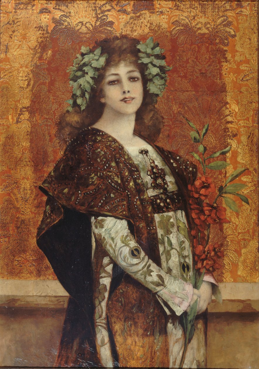 Portrett av Sarah Bernhardt 1844-1923 som Gismonda, ca 1896. av Theobald Chartran