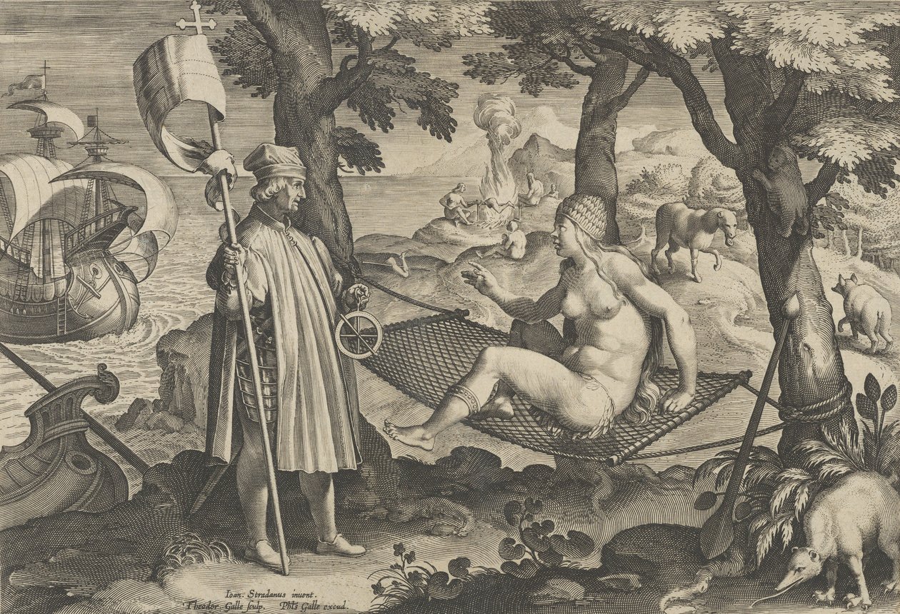 New Inventions of Modern Times [Nova Reperta], The Discovery of America, plate 1, ca. ..., ca. 1600. av Theodoor Galle