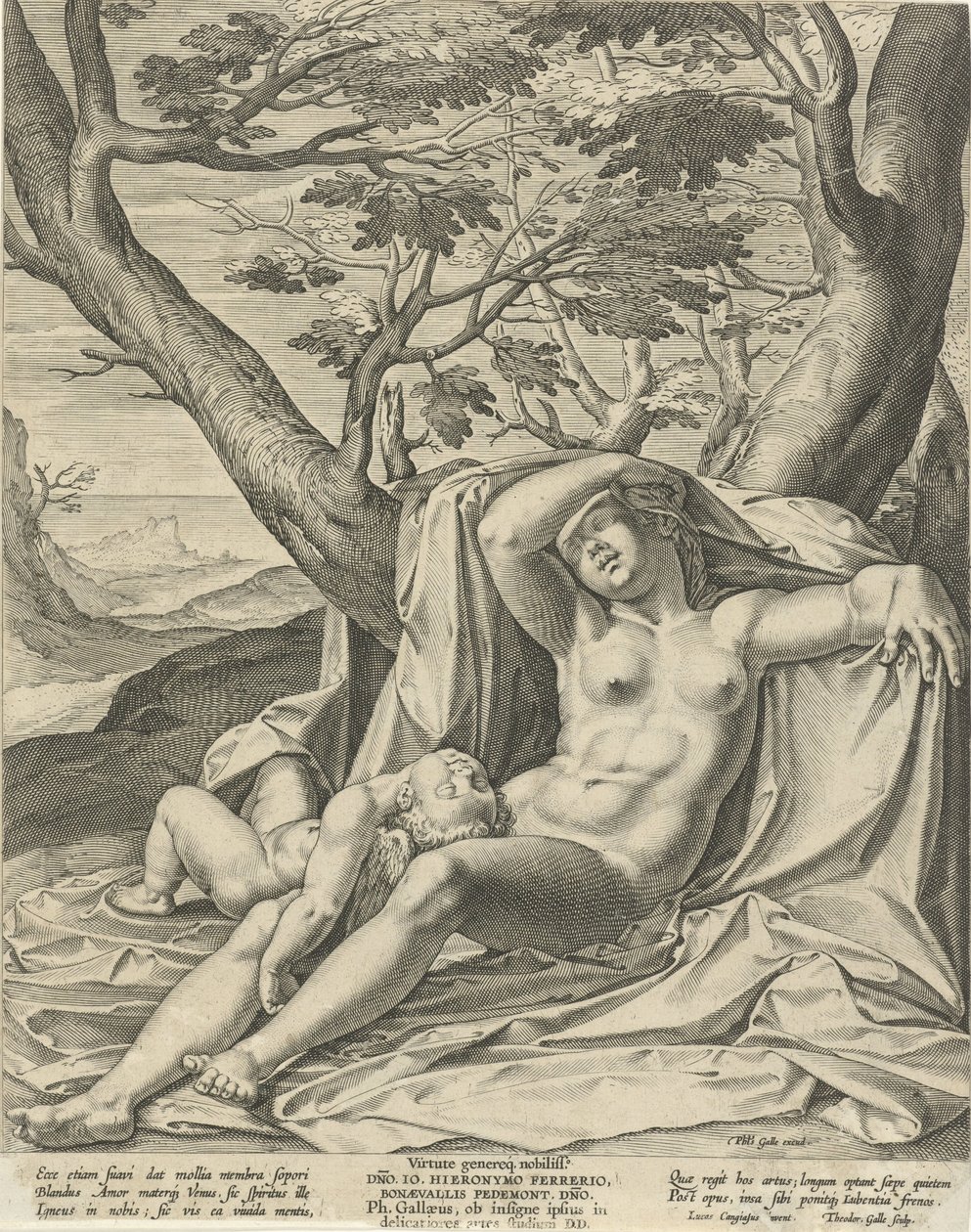 Sovende Venus og Amor av Theodoor Galle