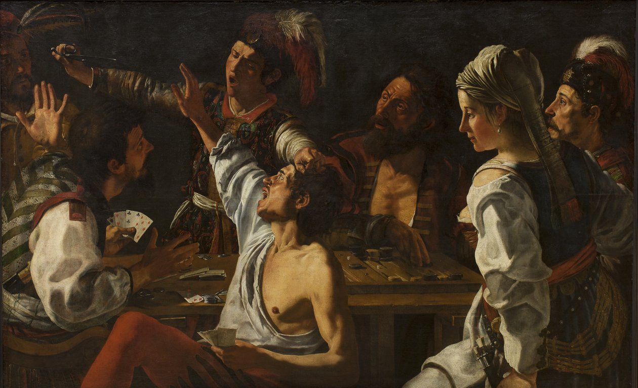 Kort- og backgammonspillere. Slåss om kort av Theodoor Rombouts