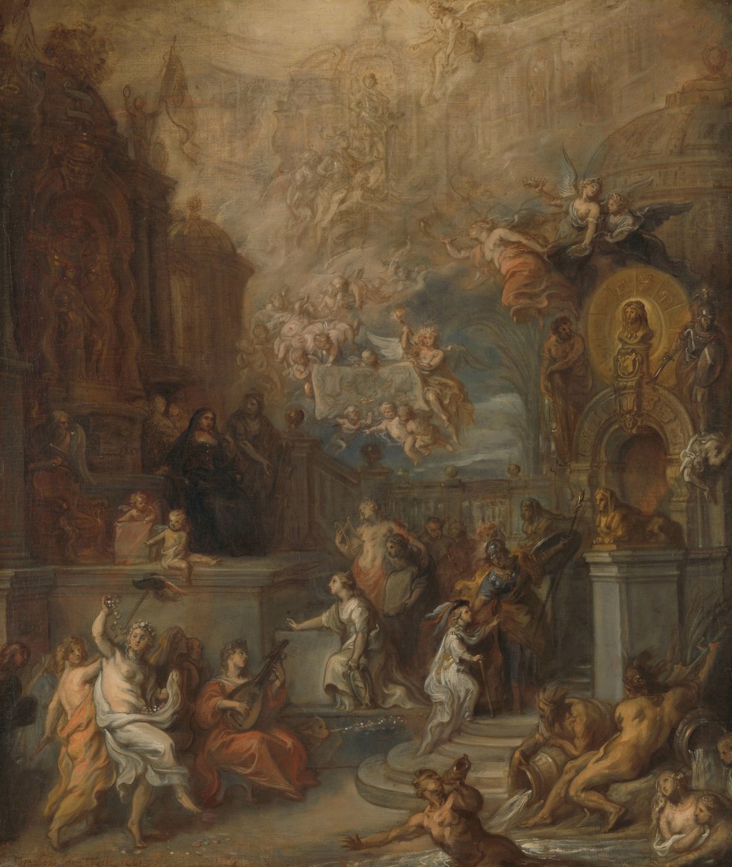 Allegori om avskjeden til William III fra Amalia van Solms etter overføringen av Regency til generalstatene av Theodoor van Thulden