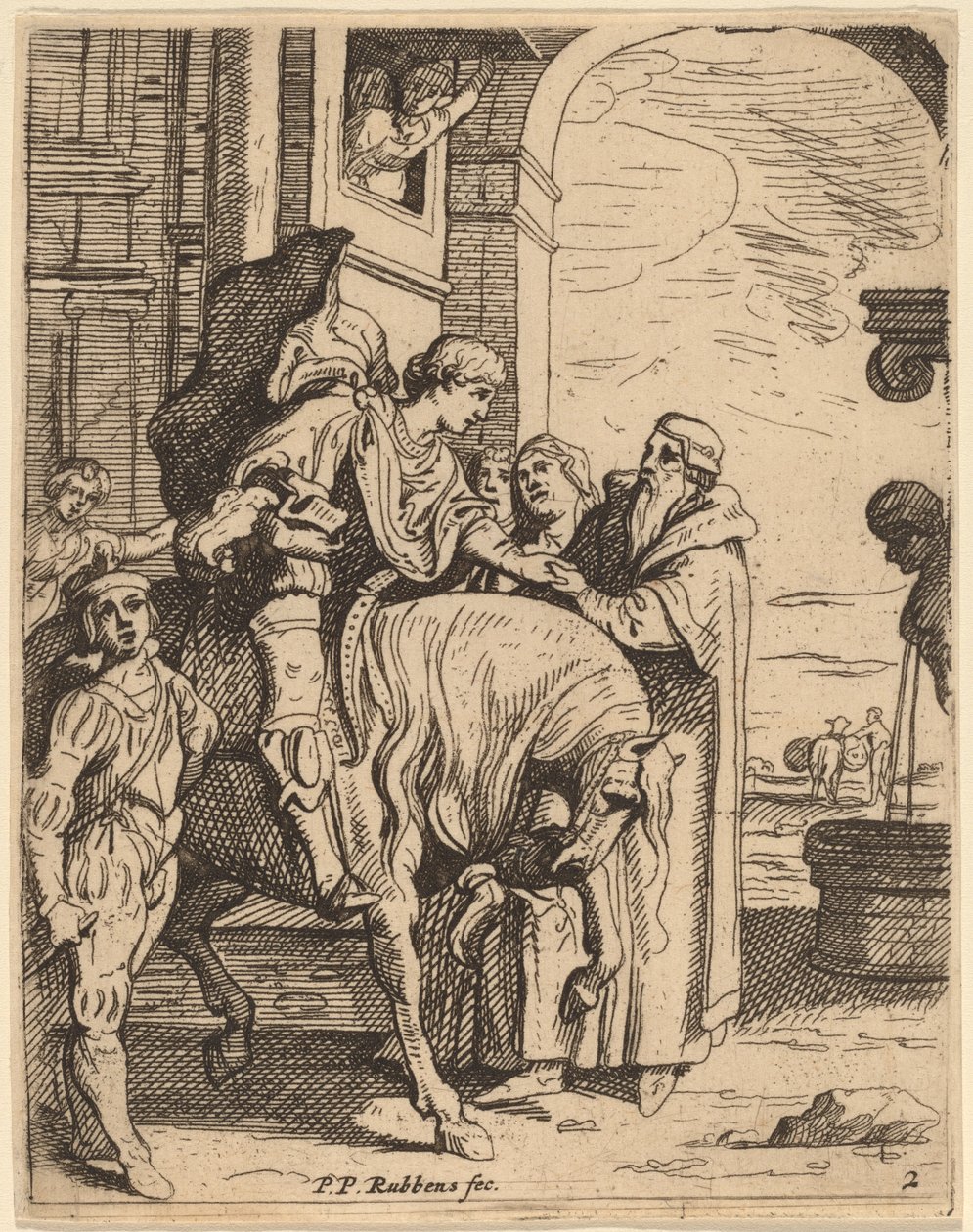 Den fortapte sønn tar farvel med sin far av Theodoor van Thulden after Sir Peter Paul Rubens