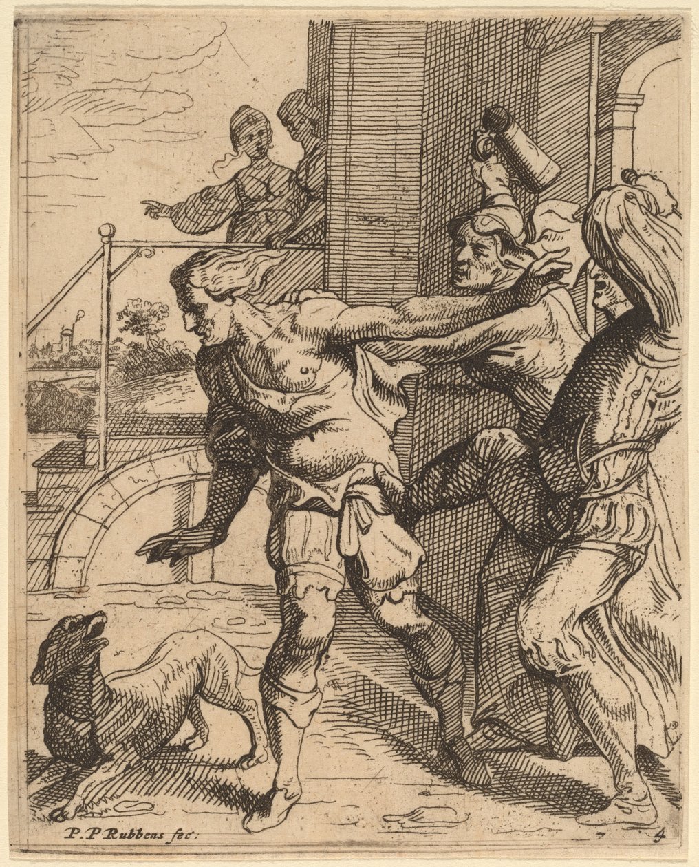 Den fortapte sønn drevet fra tavernaen av Theodoor van Thulden after Sir Peter Paul Rubens