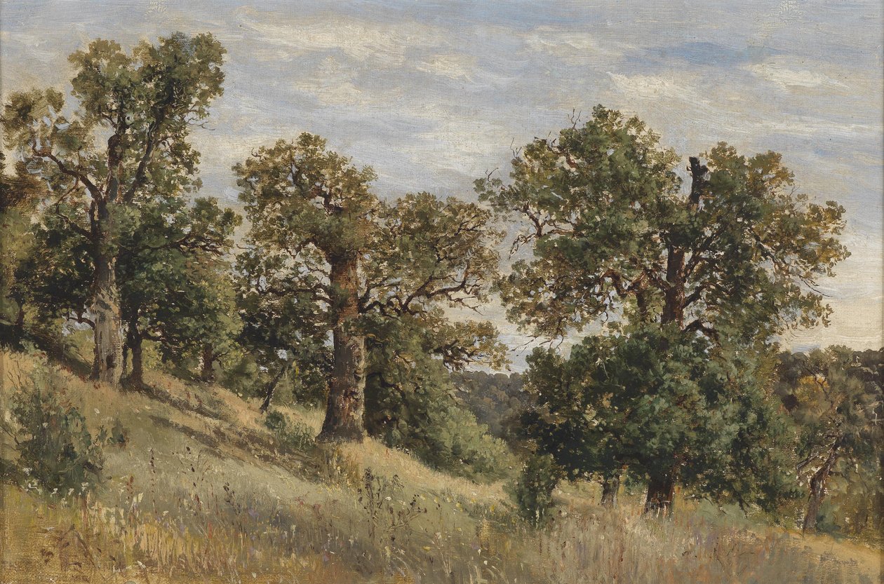 Fjellskråning med tre av Theodor von Hormann