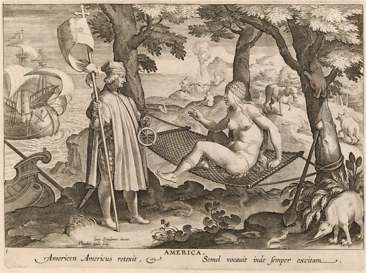Amerika av Theodor Galle after Jan van der Straet