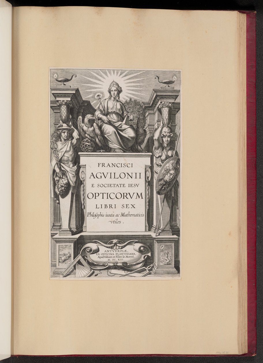 Tittelside for François d'Aguilons "Opticorum Libri Sex" av Theodor Galle after Sir Peter Paul Rubens