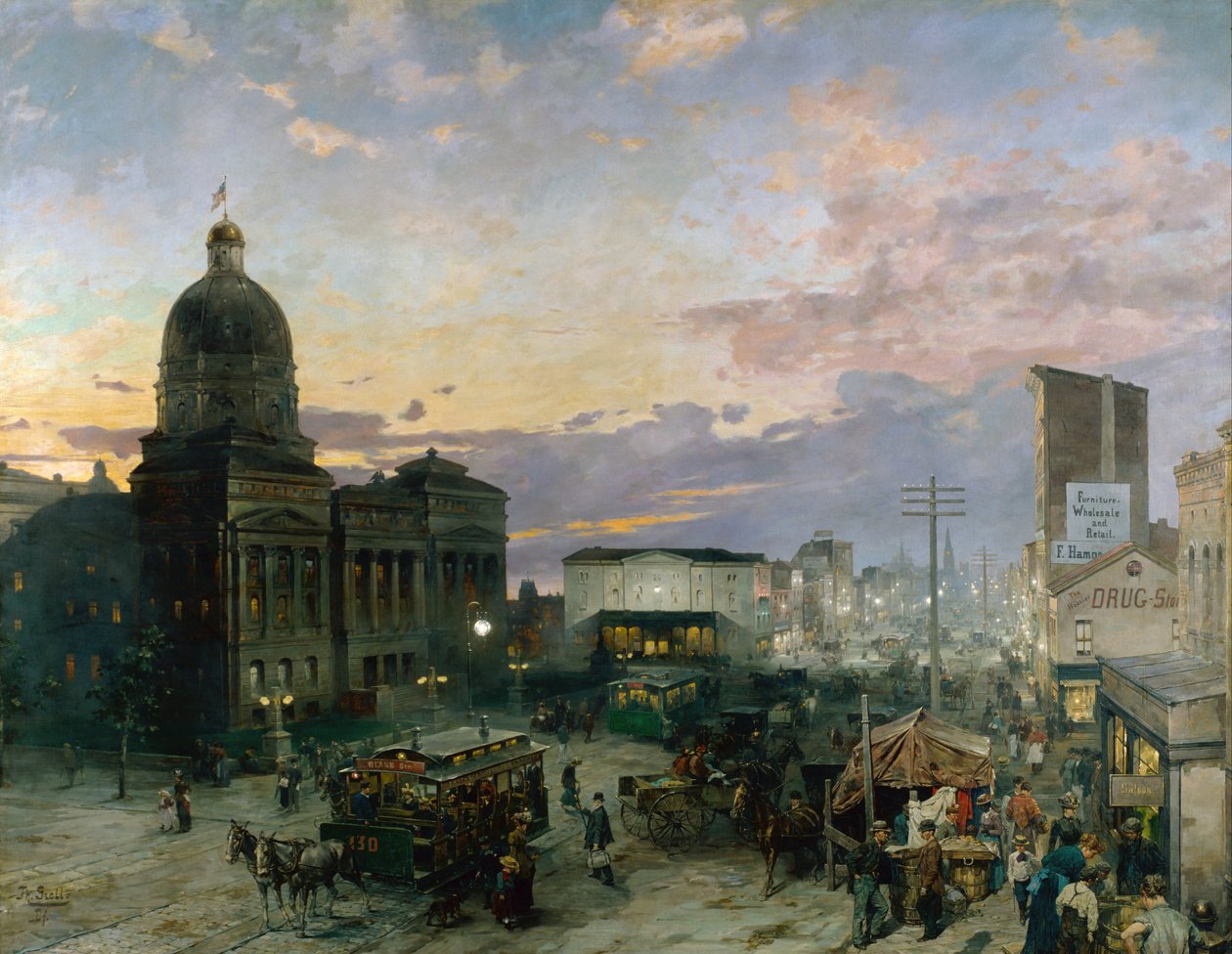 ""Utsikt over Washington Street i Indianapolis ved Twilight"" Maleri av Theodor Groll (1857-1913) 1892-1895 Indianapolis museum of art Indiana USA av Theodor Groll