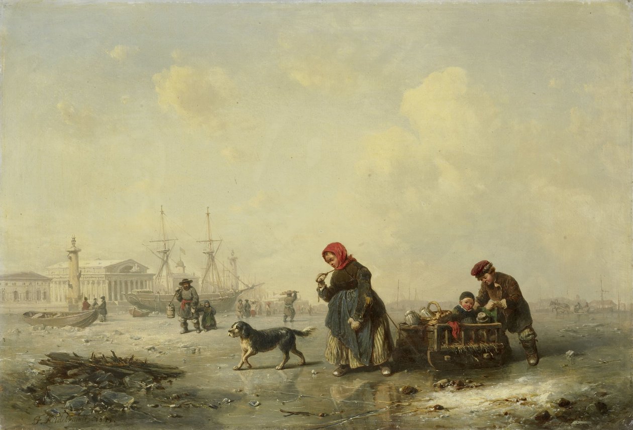 The Newa i St Petersburg (Leningrad) om vinteren av Theodor Hildebrandt