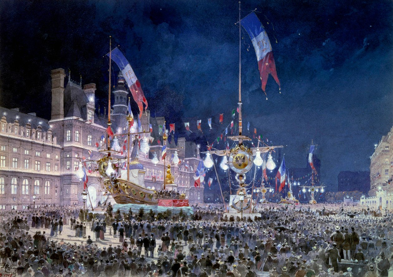 Mottakelse i Paris rådhus av den russiske fløyen Maleri av Theodore Joseph Hubert dit Fedor Hoffbauer (1839-1922) 1893. Paris, Musee Carnavalet av Theodor Josef Hubert Hoffbauer