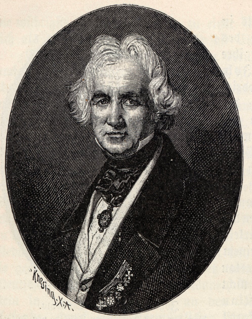 Portrett av billedhuggeren Christian Daniel Rauch 1777-1857. av Theodor Knesing