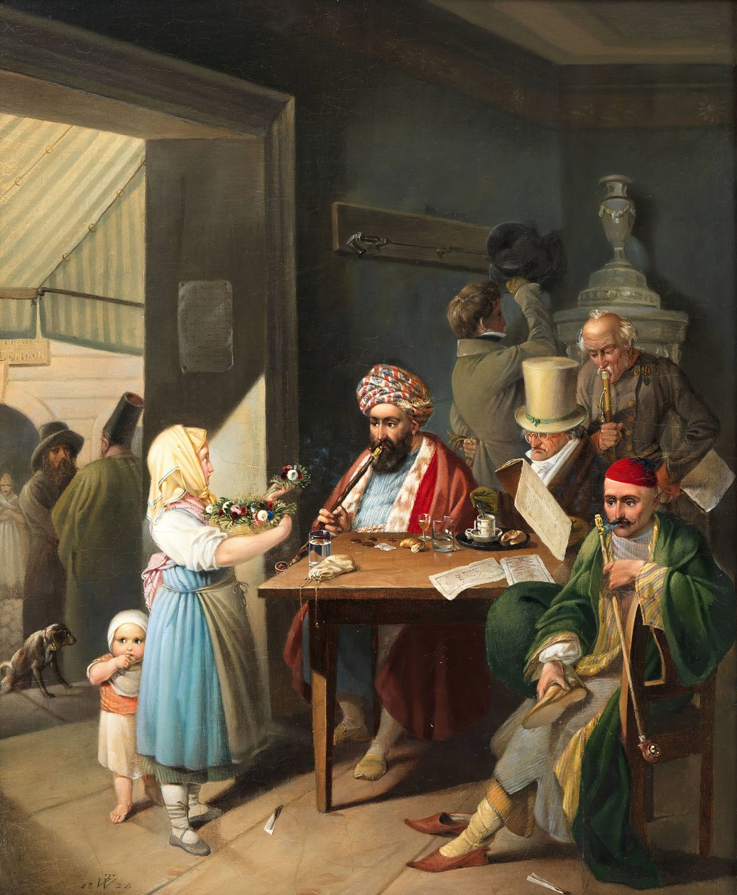 Grekere og tyrkere i et wiensk kaffehus, 1824. av Theodor Leopold Weller