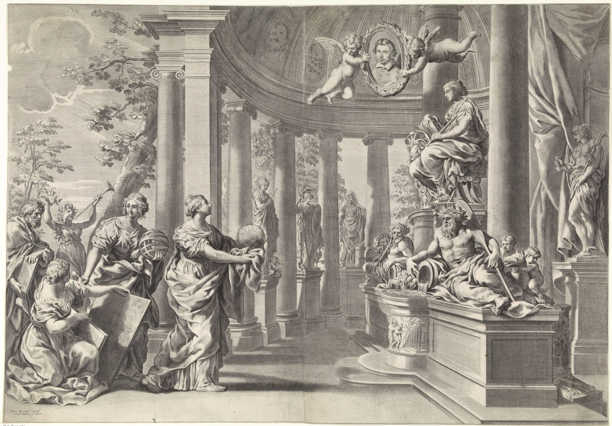 Allegorisk representasjon: visdommens tempel (Sapienta) av Theodor Matham