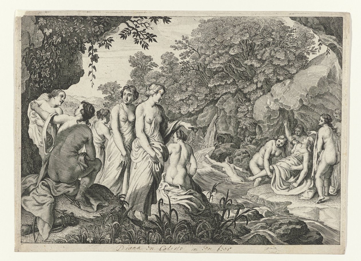 Diana oppdager Callisto .s graviditet Metamorphoses of Ovid (serietittel) av Theodor Matham