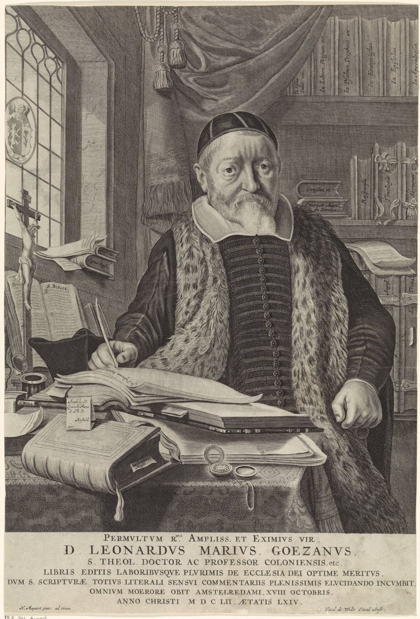 Portrett av Leonard Marius van der Goes i et studerværelse av Theodor Matham