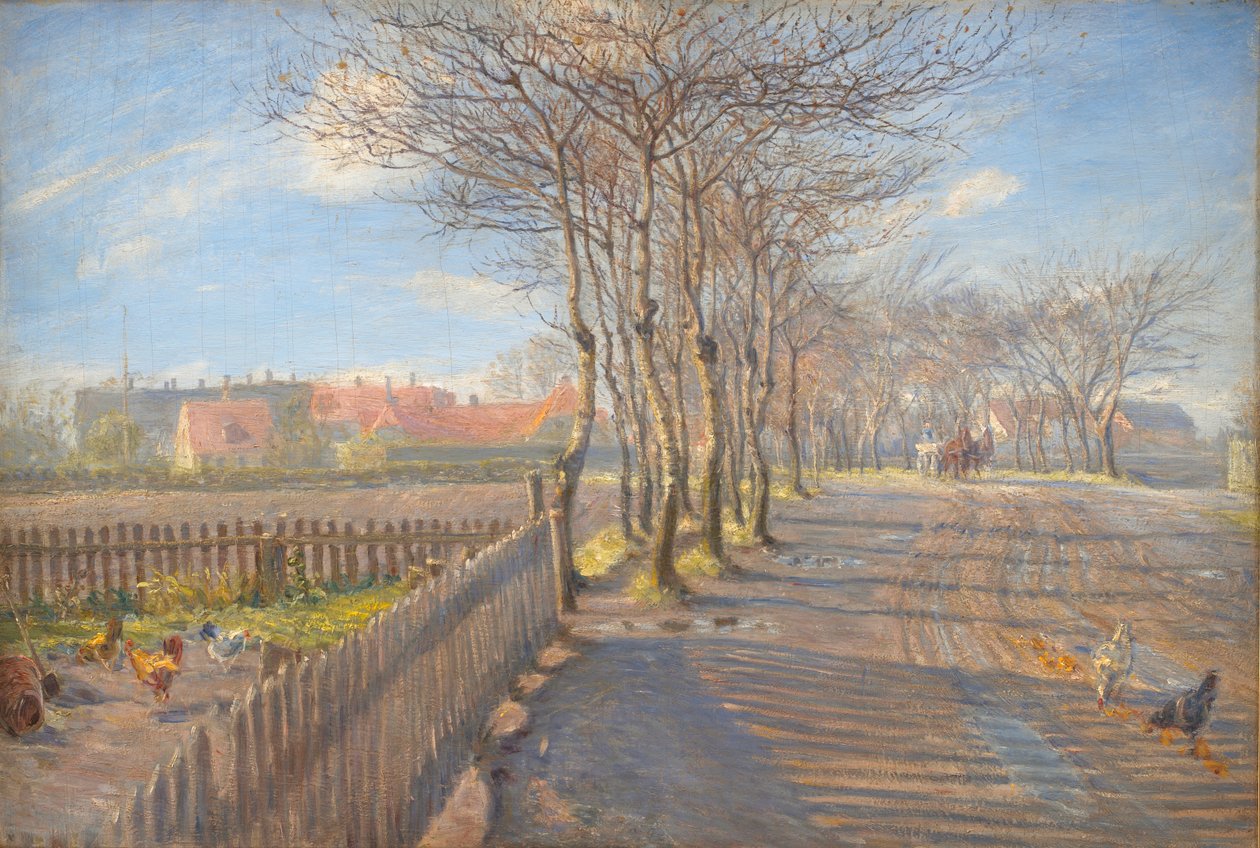 Country Lane med trær. Kastrup av Theodor Philipsen