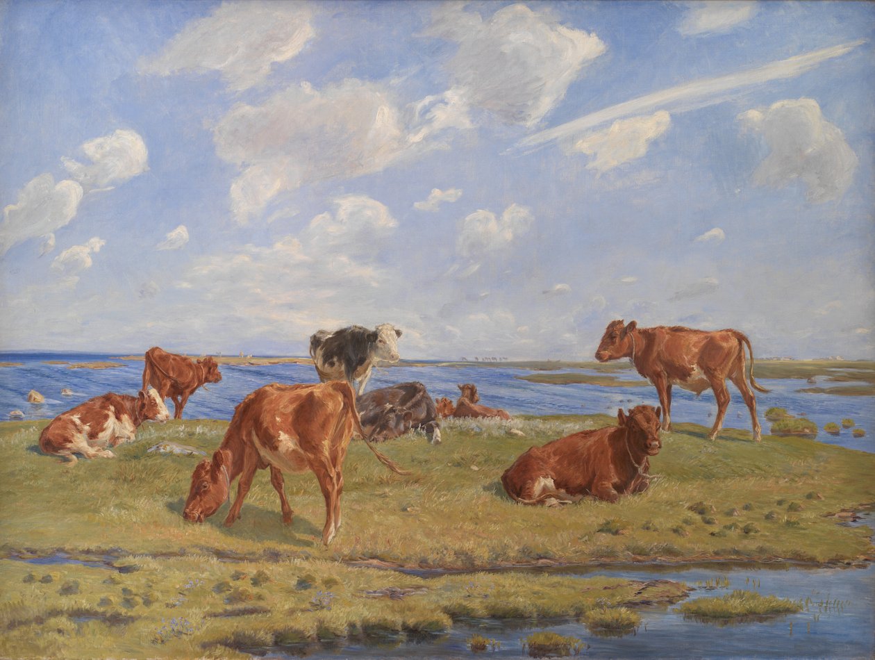 Kalver på stranden av Theodor Philipsen