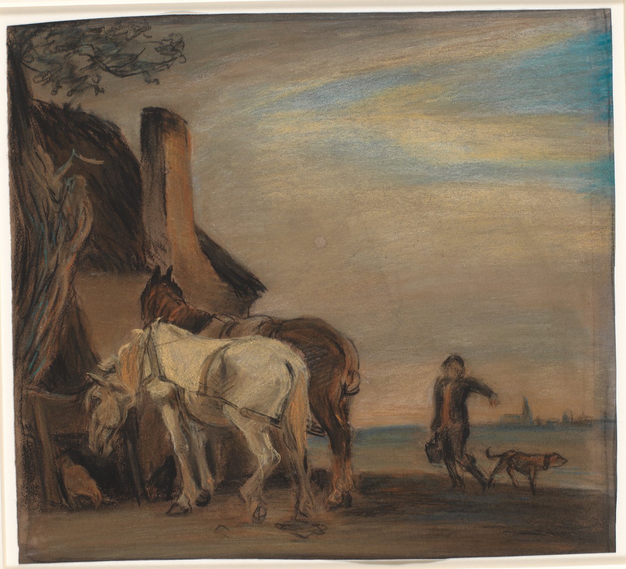 Charles bringer vann til to hester (kopi etter Paulus Potters maleri på Louvre) av Theodor Philipsen