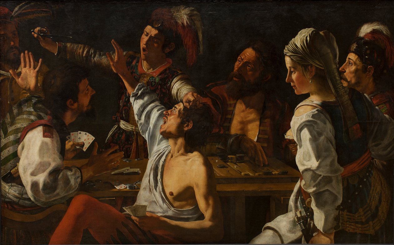 Kort- og backgammonspillere. Kjemp om kort, 1620-1629 av Theodor Rombouts