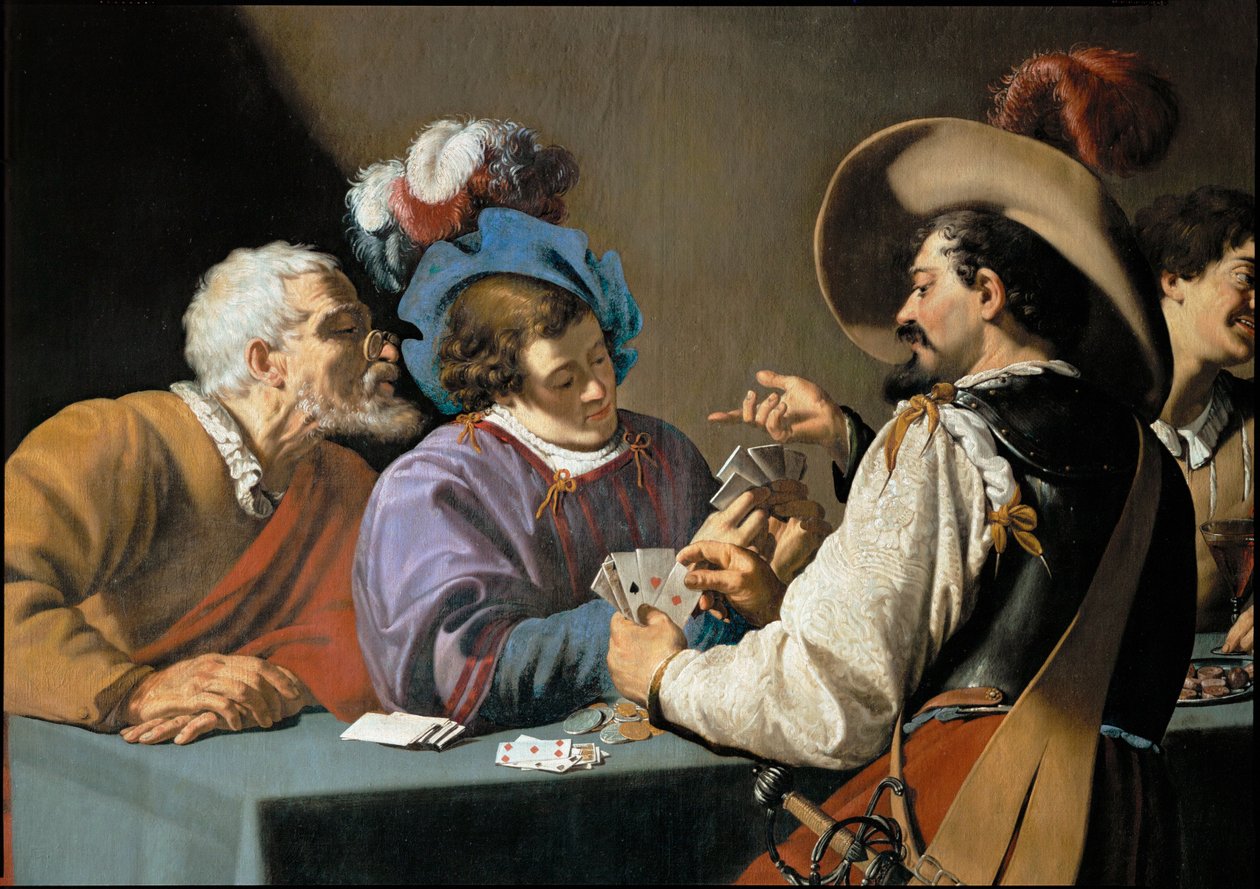 Kortspillerne (olje på lerret) av Theodor Rombouts