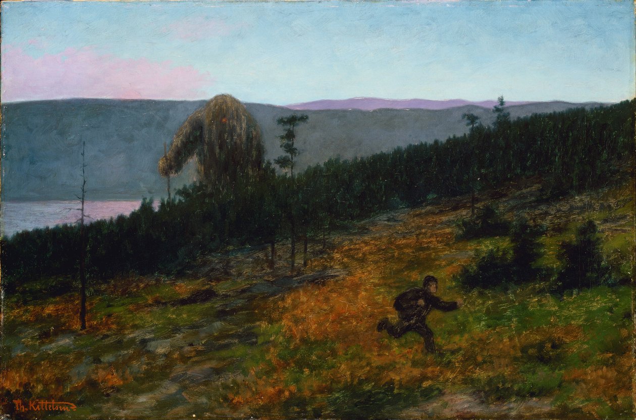 ""Askeladden et le troll"" Personnage du folklore norvegien - Peinture de Theodor Kittelsen (1857-1914) 1900 National Museum of Art, Oslo Norvege av Theodor Kittelsen