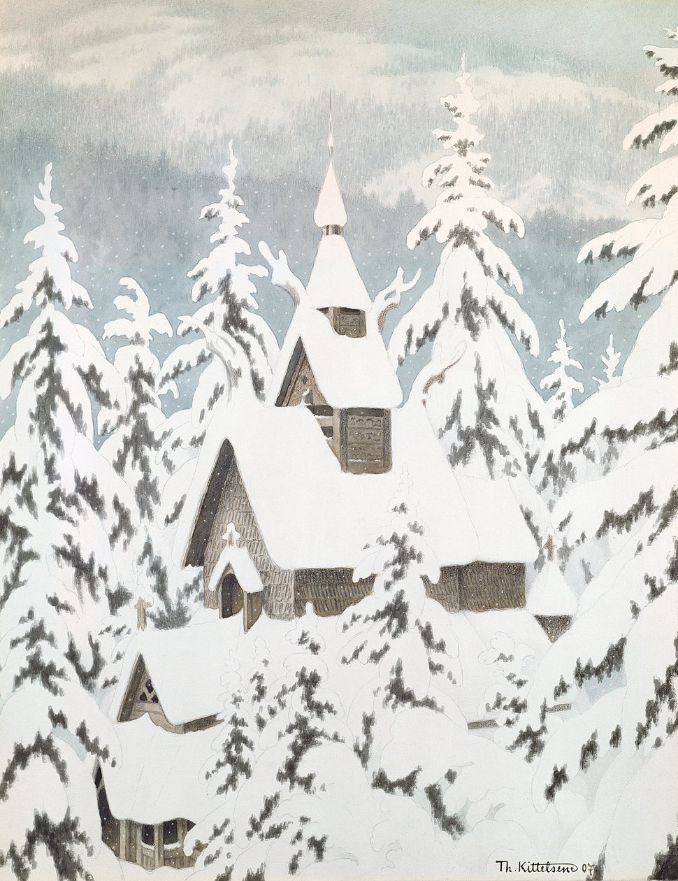 Kirke i snøen av Theodor Kittelsen