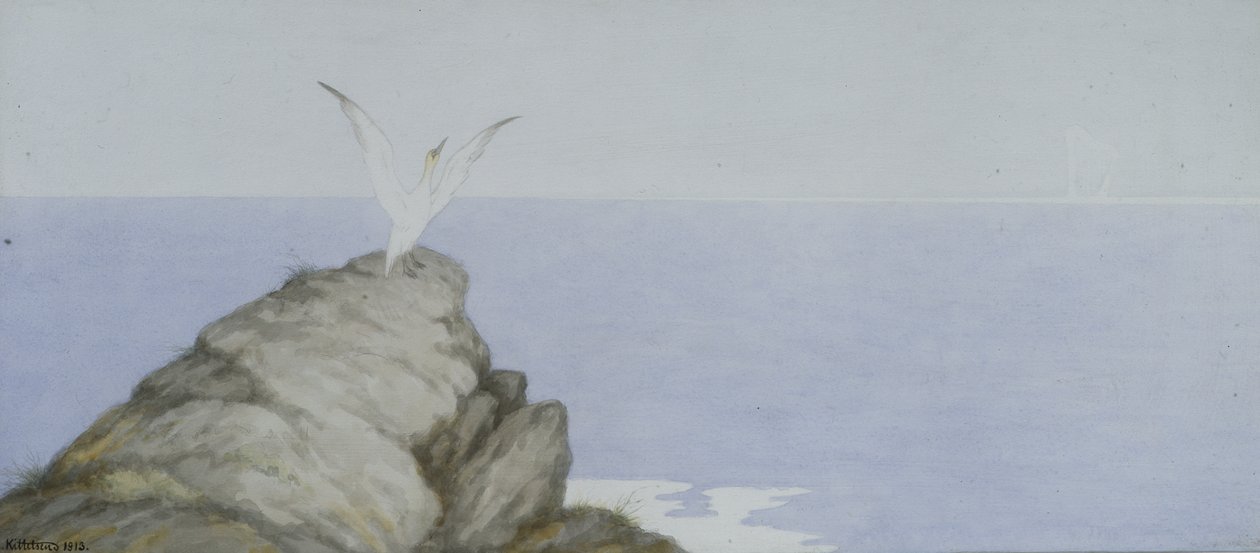 Sjøfugl (akvarell på papir) av Theodor Kittelsen