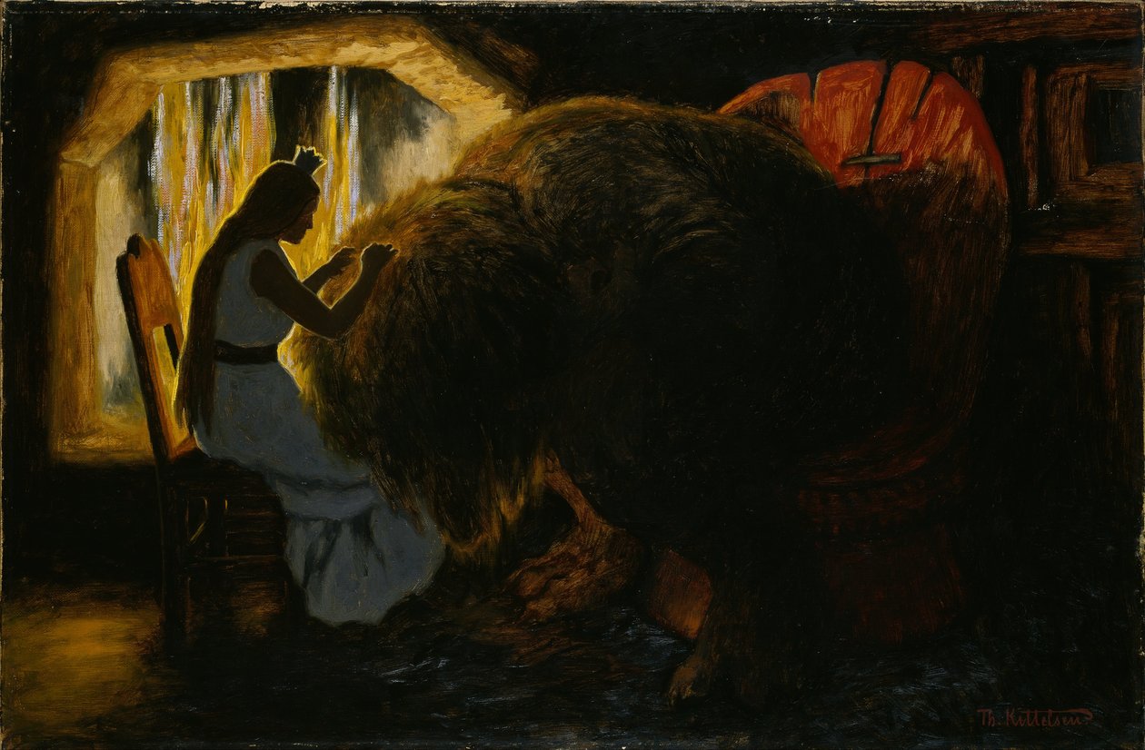 Prinsessen plukker lus fra trollet av Theodor Kittelsen