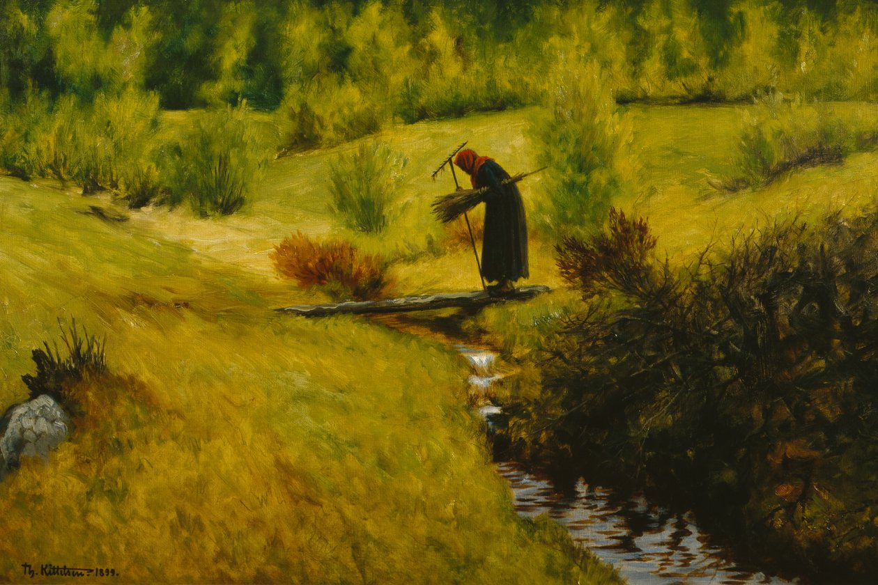 Kjerringa (kona) ved bekken av Theodor Kittelsen