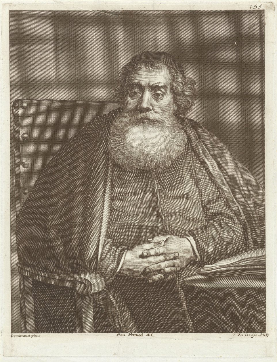 Sittende mann med skjegg av Theodor Vercruys