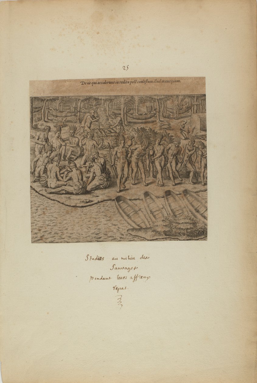 Om hva som skjedde på vei tilbake etter å ha spist den tjeneren. (fra boken Americae, del tre) av Theodor de Bry