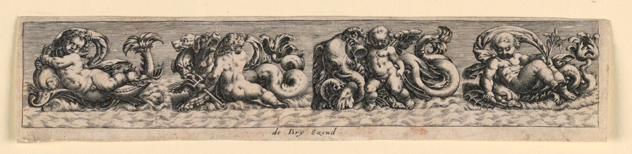 Dekorativt panel: Sjømonstre av Theodor de Bry