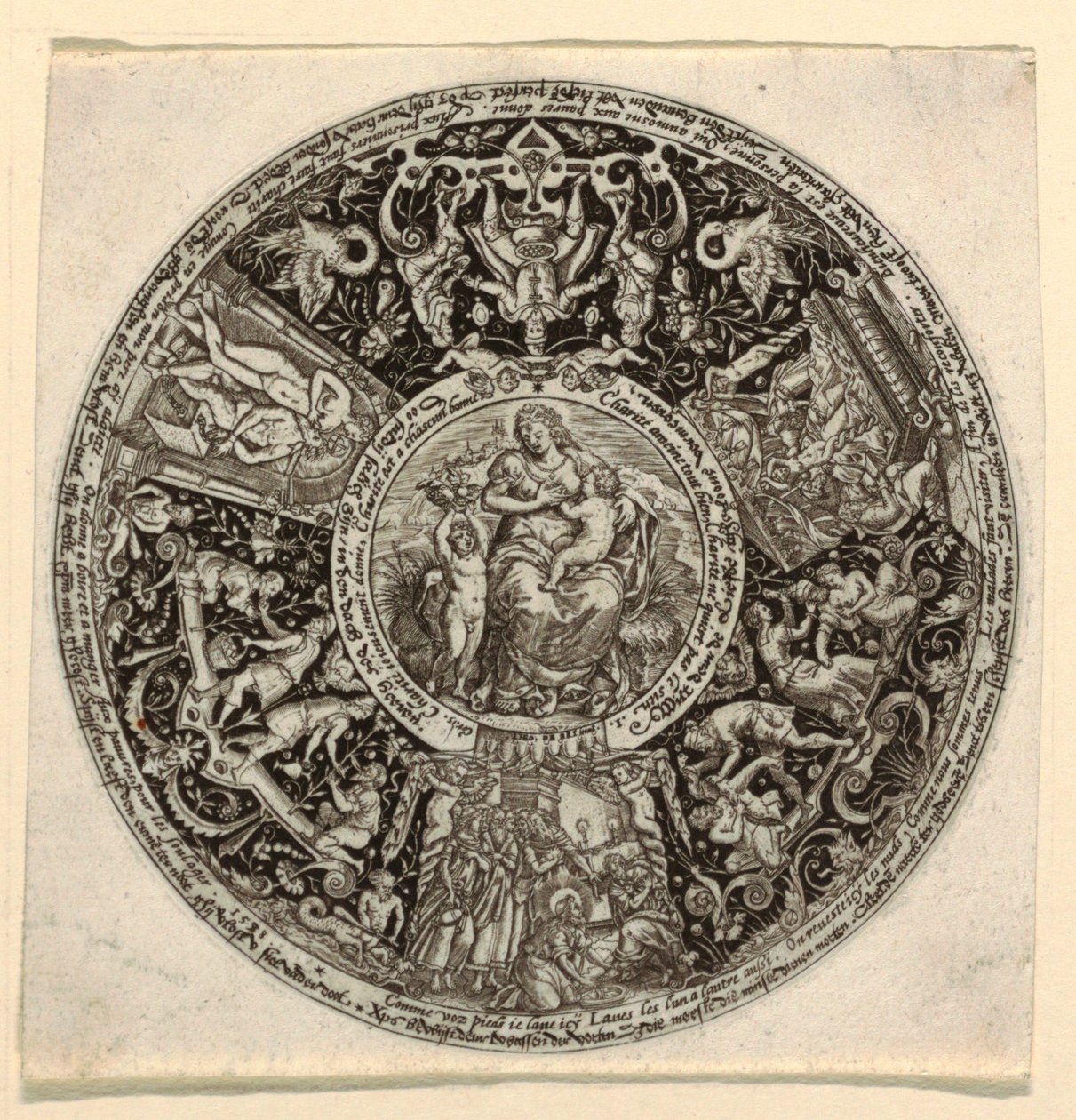 Design for en gravert Tazza med en allegori om veldedighet av Theodor de Bry