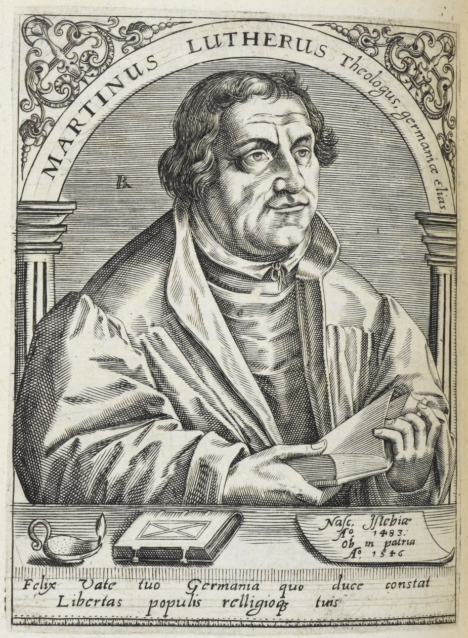 Martin Luther. (1483-1546). Tysk religiøs reformator og grunnlegger av reformasjonen. Portrett. av Theodor de Bry