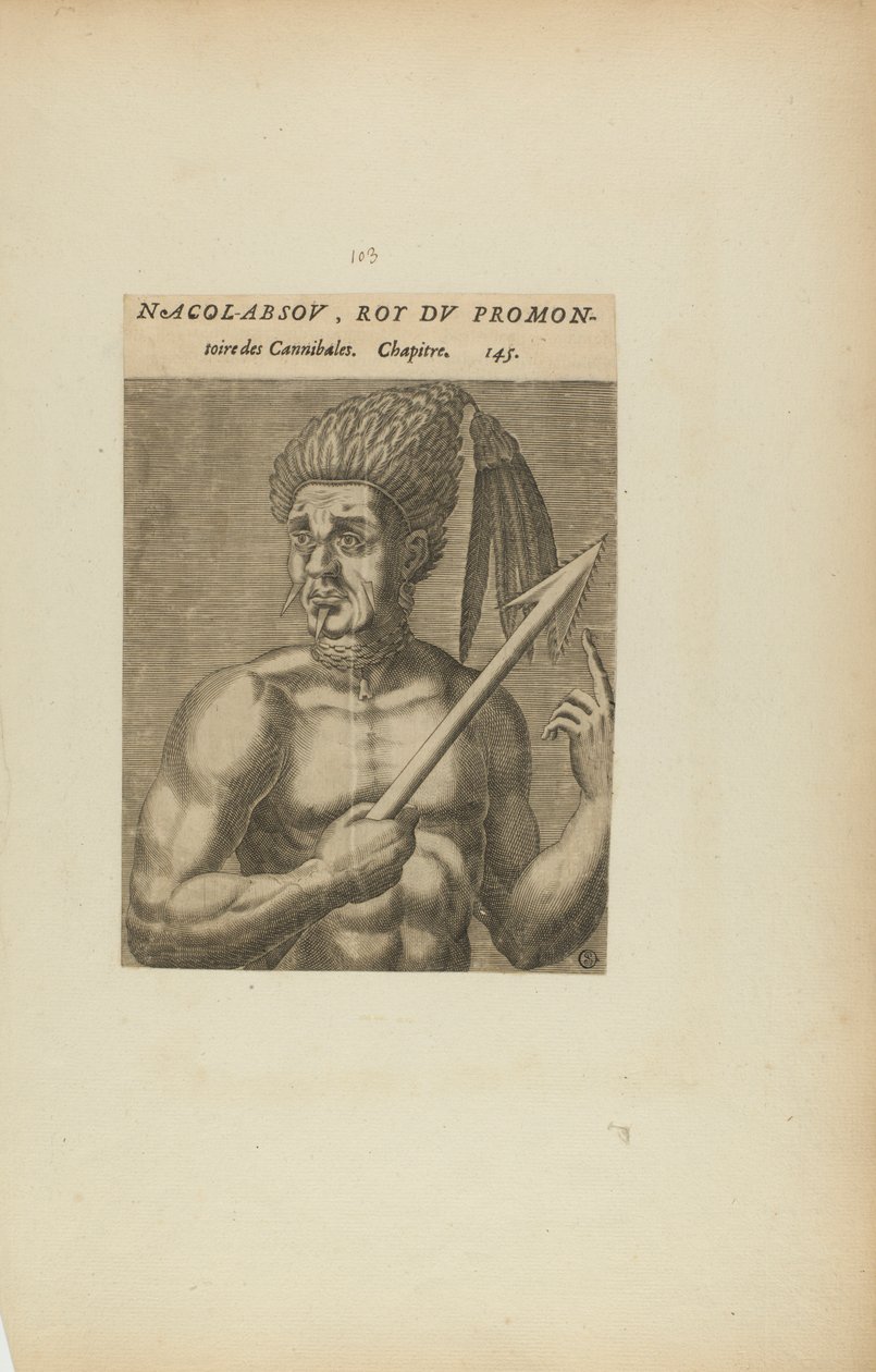 Nacol-Absov, konge av promon-/toriet av.... (fra boken De sanne portrettene og livene til berømte menn) av Theodor de Bry