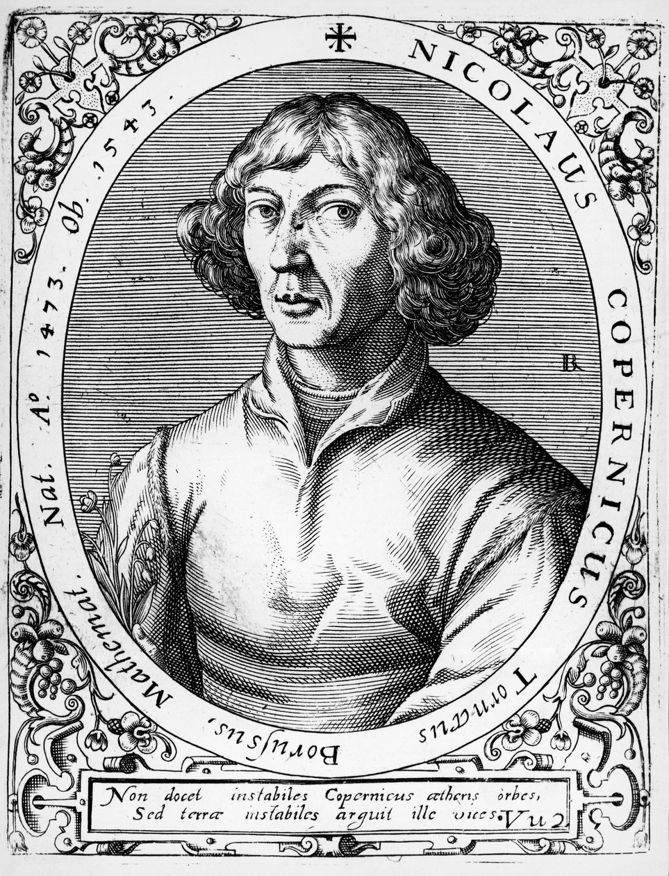 Portrett av Mikolaj Kopernik kjent som Nicolaus Copernicus (Torun av Theodor de Bry