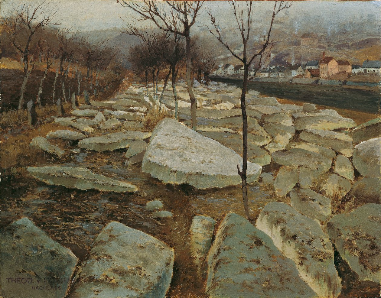 Isflak på bredden av Thaya av Theodor von Hormann